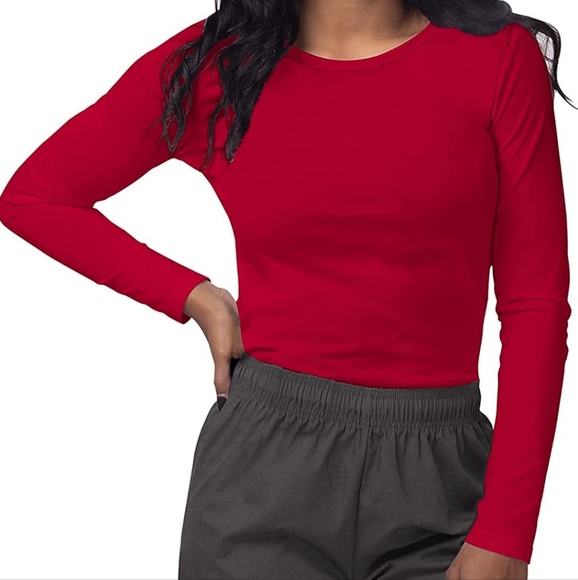 Red Long-Sleeved Cotton Top - Picture 3 of 7